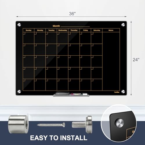 Calendar Whiteboard for Wall 36x24 Black Magnetic Glass Dry Erase Board - Image 5