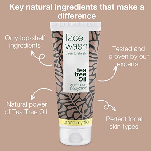 Face Wash 100ml - Facial Wash cleanser for oily skin with Tea Tree Oil + Lemon Myrtle | Spot Face Wash, oily skin cleanser & Deep Cleansing Face Wash for acne prone skin | Face Wash Women & Men - Image 4