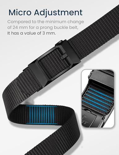 GEIT Men's Nylon Ratchet Belt, 1 3/8" Adjustable Web Belt with Slide Click Buckle for Casual Golf Work4