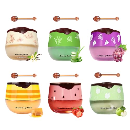 FunnAura 6 PCS Honey Lip Balm Set Honey Bee Balm UK Lips for Moisturizing Preventing Dry Cracked