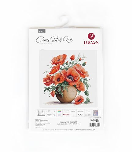 Image of Luca-S Cross Stitch Kit, Summer Rubies, Counted Cross Stitch Kit for Adults, Embroidery Kit, B7022