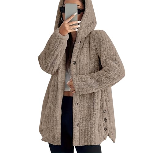 Veste polaire femme chaude à capuche manteau en peluche sherpa doux