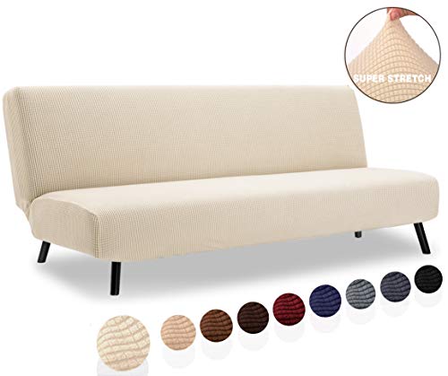 TIANSHU Funda elástica para sofá Cama sin reposabrazos,Tejido Jacquard de poliéster y Extensible Fundas de Clic clac 3 Plazas(Clic...