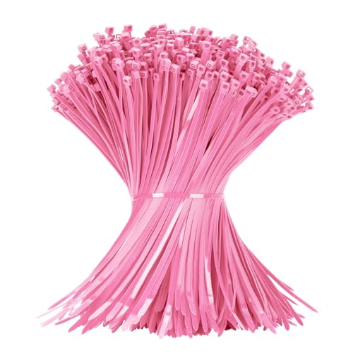 Image of Armpow 12 Inch Zip Ties Pink 1000 PCS, 50 Lbs- Heavy Duty Tensile Strength, Nylon PA66 UV Resistant Cable Ties for Indoor and Outdoor Use - Ideal for object bundling and fastening