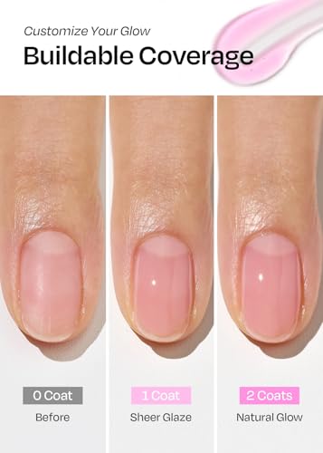 Image of ohora Natural Glow Water Syrup Nail Strengthener (Plum) - Tinted Nail Hardener for Brittle, Damaged Nails, Quick-Dry Glossy Finish, Nail Repair & Growth, 15 mL