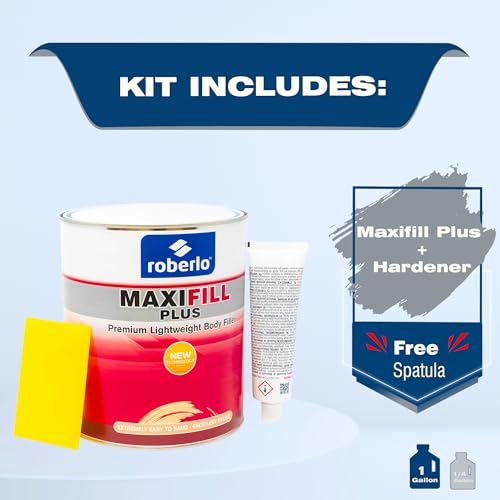 Roberlo Maxifill Plus Premium Lightweight Body Filler 3L + Hardener â Easy Sanding, High Spreadability for Medium to Large Car Repairs â Adheres to Steel, Aluminum, Zinc, Galvanized & Fiberglass - Image 3