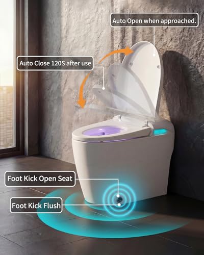 Image of TOTTE Smart Toilet with Bidet Built-in, Automatic Lid, Heated Seat & Dryer, ADA Comfort Height Bidet Toilet, Foam Shield, Night Light, Instant Warm Water, Built-in Aroma System for Modern