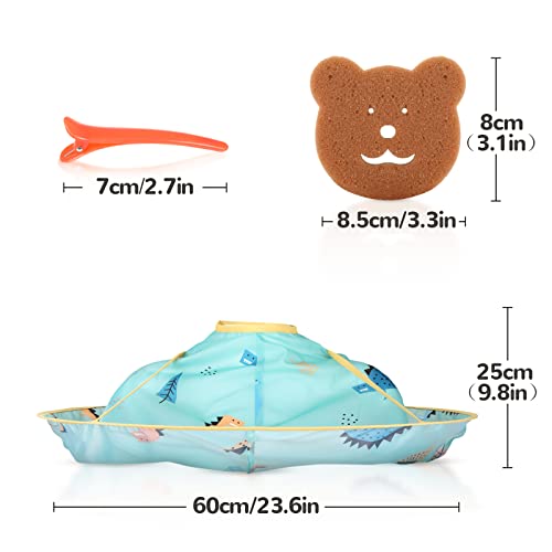 Haarschneideumhänge für Kinder, Friseurumhänge Haarfänger für Haarschnitte, Blauer Dinosaurier-Muster Wasserdichte Haarschneide-Umhang, Regenschirm-Design, Friseursalon-Umhang für Salon Zubehör