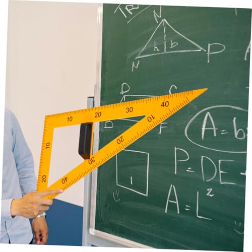 Regla triangular magnética de plástico amarillo para pizarra escolar con mango 3