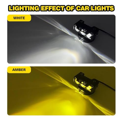 Image of AutoBizarre Car Motorcycle 12V Headlight Led Projector Lamp Dual Color Yellow White Fog Light Metal Body Spotlight Universal for All Bikes Cars SUVs etc. (3 LED, 2 pcs)