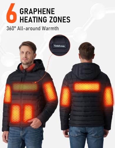 Soleilwear Men's Graphene Heated Puffer Jacket w/ 6 Heating Zones, 16000mAh Battery, Detachable Hood & Storage Bag (S-3XL) $75.99 + Free Shipping +... - image 4