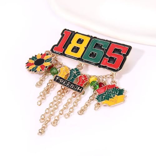 Image of African Brooches Africa Map Black Women Fist Heart Afro Brooch Pins Colorful Enamel 1865Juneteenth Black History Month Lapel Pins for Women