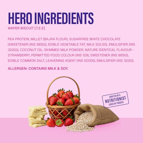 Image of Phab Protein Wafer Bar Strawberry Flavour - No Maida Only Millets (Bajra) | 10g Protein With No Added Sugar, No Preservatives, No Trans Fat | Gluten-Free Healthy Snack | Desk-to-Gym Snack
