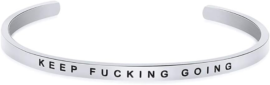 NUTRISMARTNewChiChi Inspirational Bracelets, Cuff Bangle Adjustable 4MM Band Engraved Stainless Steel Friendship Motivational Jewelry for Women Men