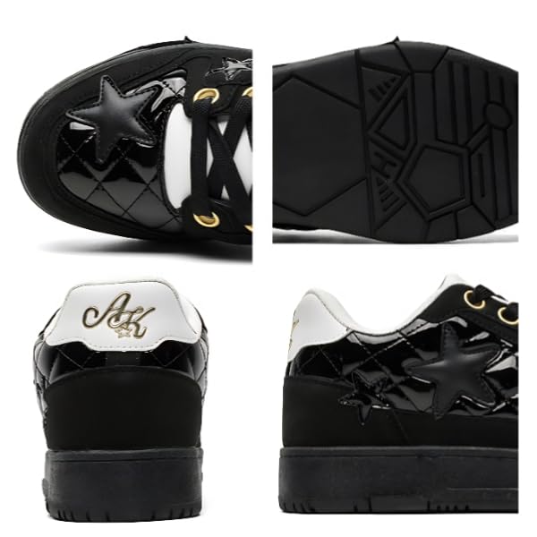 Retro Cool Black Star Chunky Sneakers Women Casual Trendy Y2K Fashion Aesthetic Streetwear Walking Shoes3