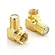 deleyCON 2 Stück Sat-Winkel-Adapter Set 90° Grad für Koaxialkabel F-Winkelstecker Winkeladapter F-Adapter F-Buchse 7mm Sat-Kabel Kupplung Vergoldet