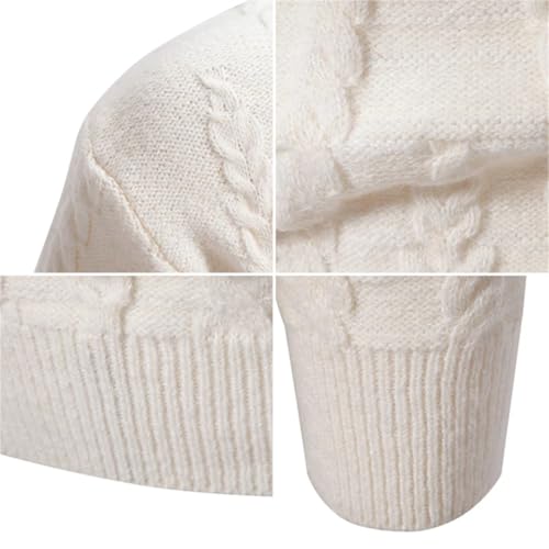 Dndrdhfb Men's Long-Sleeved Knitted Sweater, Winter Warm High-Necked Solid Color Street Style Pullover4