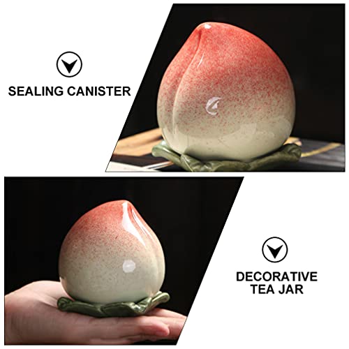 Cabilock Lata de cerámica creativa con forma de melocotón, estilo japonés, para té, café, especias, azúcar, miel - Imagen 7