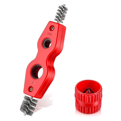 WANGCL 1 Set Pulitore di Rame Sbavatura Strumento 4 in 1 Tubo Sbavatura Spazzola+Alesatore per Tubi in PVC Tubi di Alluminio Tubo di Rame Strumento di Smusso