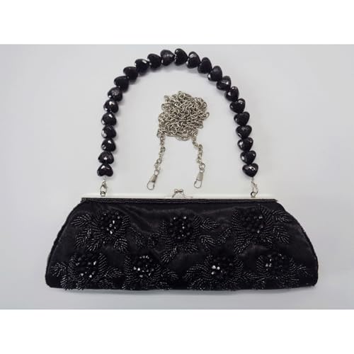Beaded Purses Flower Embroidered Beaded Clutch Purse for Women Elegant Shoulder Bag with Silver Chain Everyday for Prom 2025 6