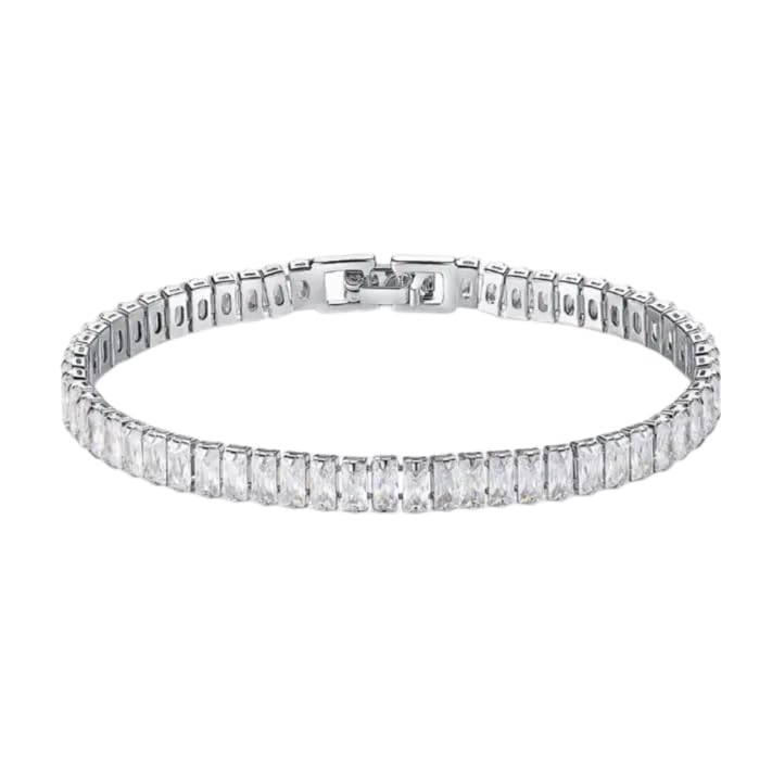 Silver & Rose Gold Tennis Chain Cuff Bracelet for Women & Girls | Anti Tarnish Stylish Adjustable Crystal Bracelet | Birthday & for Wife, Girlfriend, Mother, Sister, Daughter