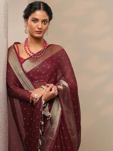 Image of Libas Printed Chiffon Saree for Women With Unstitched Blouse Piece | Traditional Saree for Festive & Wedding