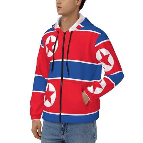 Sweat à capuche zippé à manches longues imprimé drapeau coréen - 2