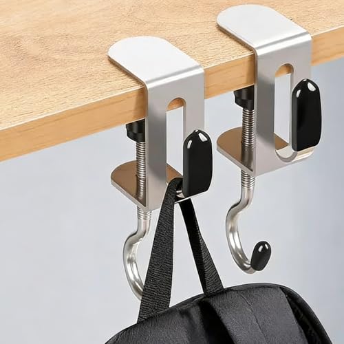 2 peças de ganchos ajustáveis na lateral da mesa, cabide removível, mochila de estudante, gancho para pendurar para organizador de escritório em casa