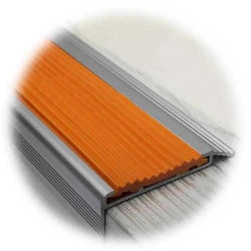 RTVGNSZSJL Protector De Borde De Escalera, Perfil De Aluminio para Escaleras, Banda De Transición para Nariz De Escalera Madera/Vinilo/Cerámica 90-140cm(Orange,130CM/51in)