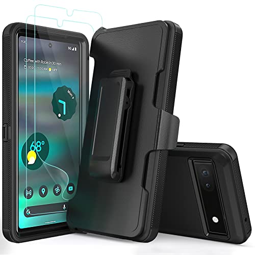 Compatible With Google Pixel 6A Case, With Belt Clip Holster Heavy Duty Rugged Shockproof Full Body Protection Kickstand Phone Case For Google Pixel 6A (Black) #TOP1