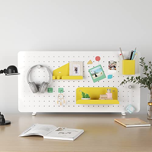 FLEXISPOT Séparateur de Bureau, Plaque DIY, Organisateur de Bureau (Blanc-Jaunevert, 90x37cm) Cover