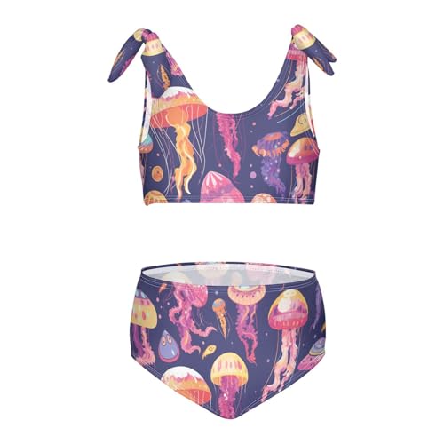 KLL Colorful Jellyfish Girls' 2 Piece Bikini Sets Quick-Dry Beach Swimsuit Bathing Suit