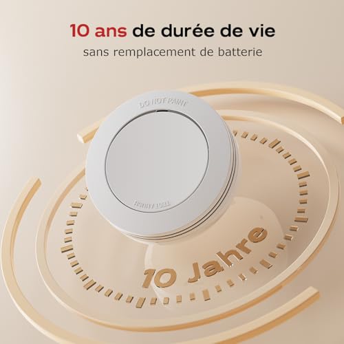 Safeliveo Détecteur de fumée Autonome,Batterie 10 Ans,Alarme 85 DB, Ultra-Fin, sans LED Clignotante,Fonction silencieuse, avec tampons adhésifs,1 Pièces – vue 2