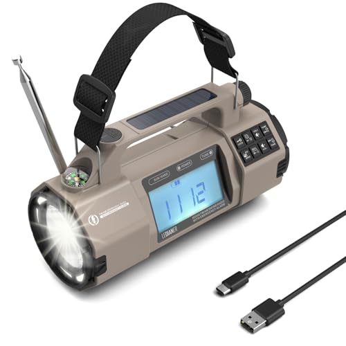 LEDIANER Emergency Radio with NOAA Weather Radio, Portable Solar Hand Crank AM/FM Radio for Survival,Rechargeable Battery Powered Radios, SOS Emergency Flashlight,Reading Lamp, for Home Outdoo