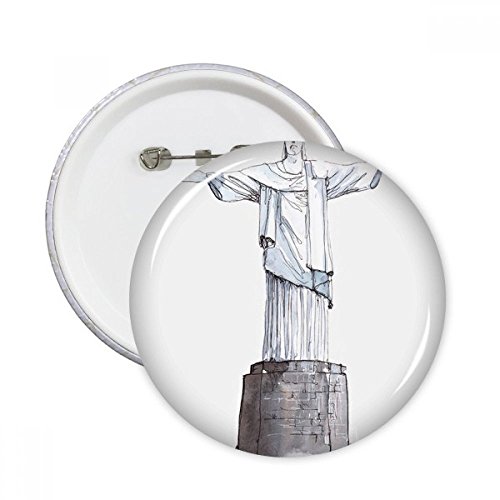 Badge Christ Rédempteur Brésil pins vêtement décoration bouton rond xxl 5pcs