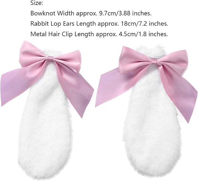Par de pinzas para el cabello con orejas de conejita de peluche miniatura 5