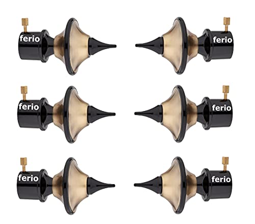 Image of Ferio Premium Rang Zinc Alloy Brass Antique Finish and Black Finish Curtain Finials for Door and Window Decor 1 Inch Rod Set of 3 (6 Pcs) Curtain Brackets /Holders for Home Decore