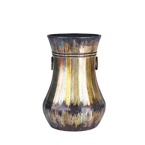 Household Essentials Hand-Painted Metal Floor Vase, 22.5-Inch Tall, Antique Gold