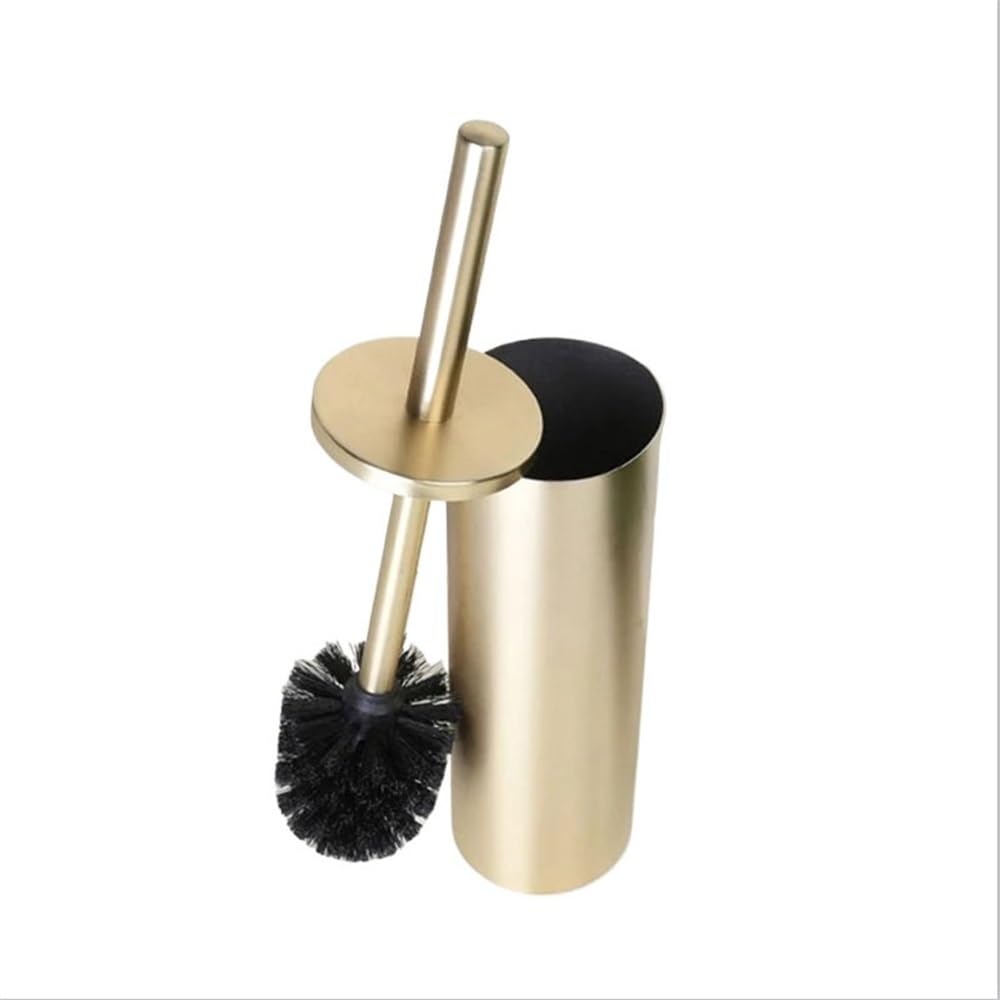 Zyyanshop Gold Toilet Brush Floor Standing Aluminum Alloy Toilet Brush Holder No Dead Angle Bathroom Tools(Gold)