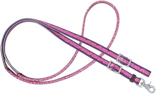 Tough 1 Nylon Rolled Roping Reins Purple Tooled