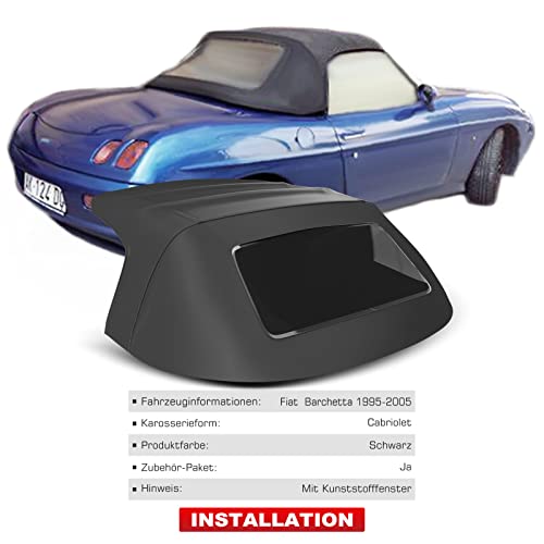 Frankberg Cabrioverdeck Softtop Verdeckbezug Schwarz Kompatibel mit Barchetta 183 Cabriolet 1.8 16V 1995-2005 Replace# 0010