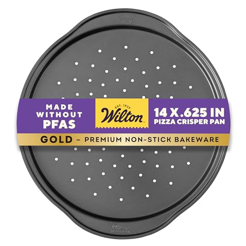 Wilton Gold Premium Non-Stick Warp-Resistant Bakeware, Made without PFAs, Pizza Crisper, Packaging May Vary