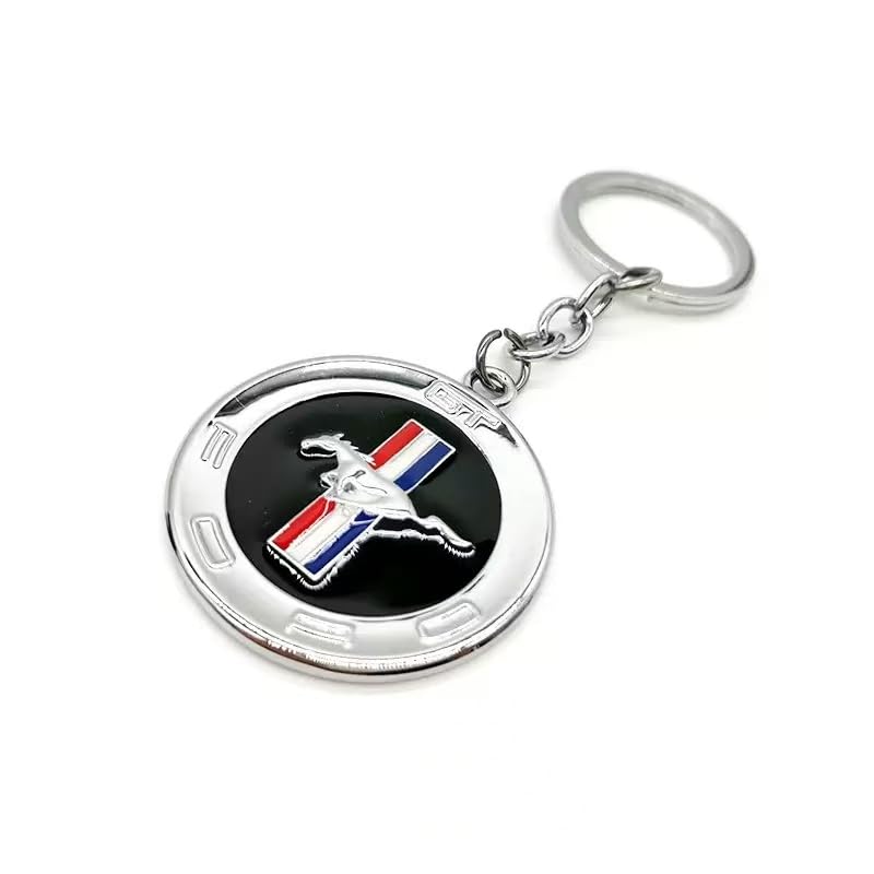 Sictamk 3D Fit Mustang GT Car Logo Keychain Keyring Car Key Chain Key Ring Replacement for Car Key Fob Car Key Fob Accessory Men