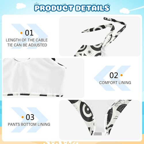 Black and White Evil Eyes Girls Two Piece Kids Bikini Set Quick-Dry Swimsuits Swimwear Cute Shoulder Strap4