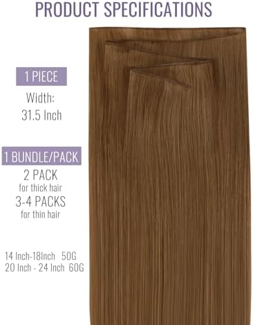 Fshine Wefts Human Hair Extensions 18 inch 50 Gram Copper Bundles Straight Hair Extensions Human Hair Genius Weft Extensions Silk Straight Sew in Weave Genius Weft Extensions Red Ginger Hair