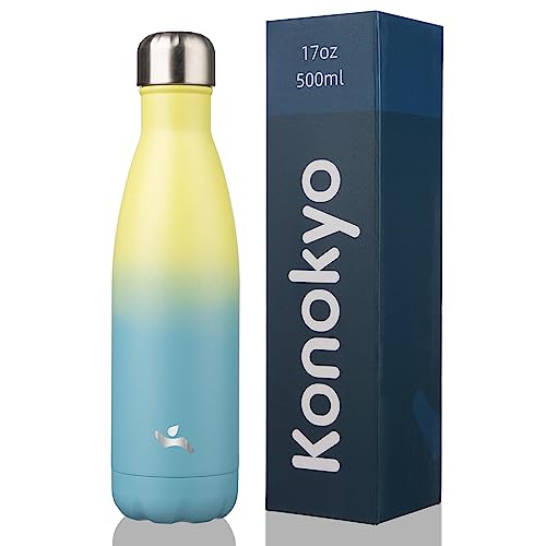 Image of Konokyo Insulated Water Bottles,17 oz Double Wall Stainless Steel Vacumm Metal Flask for Sports Travel,Sandy Beach