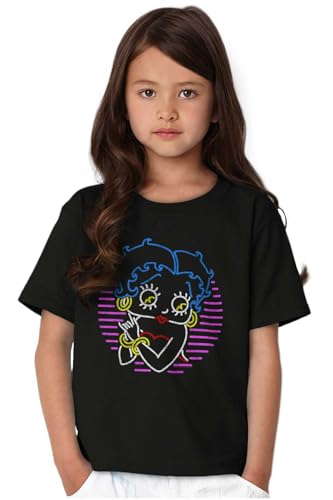 Betty Boop Colorful Neon Sign Cartoon Girls Kids T Shirt Tees3