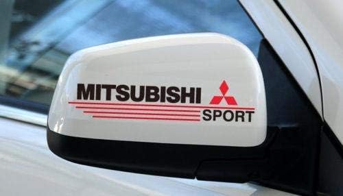 Mitsubishi Sports Logo Car Rear View Mirror Stickers for Bumper Hood Windows Sticker Black/Red Pack of 2
