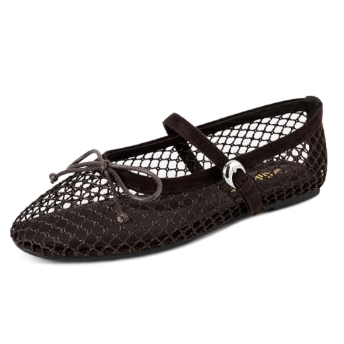 Image of Gothictor Women's Mesh Ballet Flats Round Toe Leopard Mary Jane Shoes Women