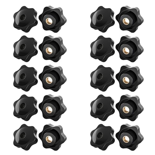 SHULLIN Lot de 20 Écrous à Poignée en Étoile M4 25 mm - Bouton de Serrage en Plastique Noir - Pour Industrie Mécanique et Appareils Électroniques